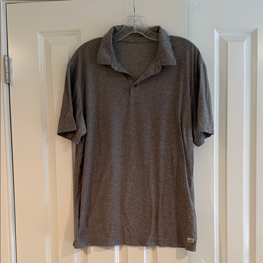 Vuori Men's Heather Gray brown strato tech Polo Shirt